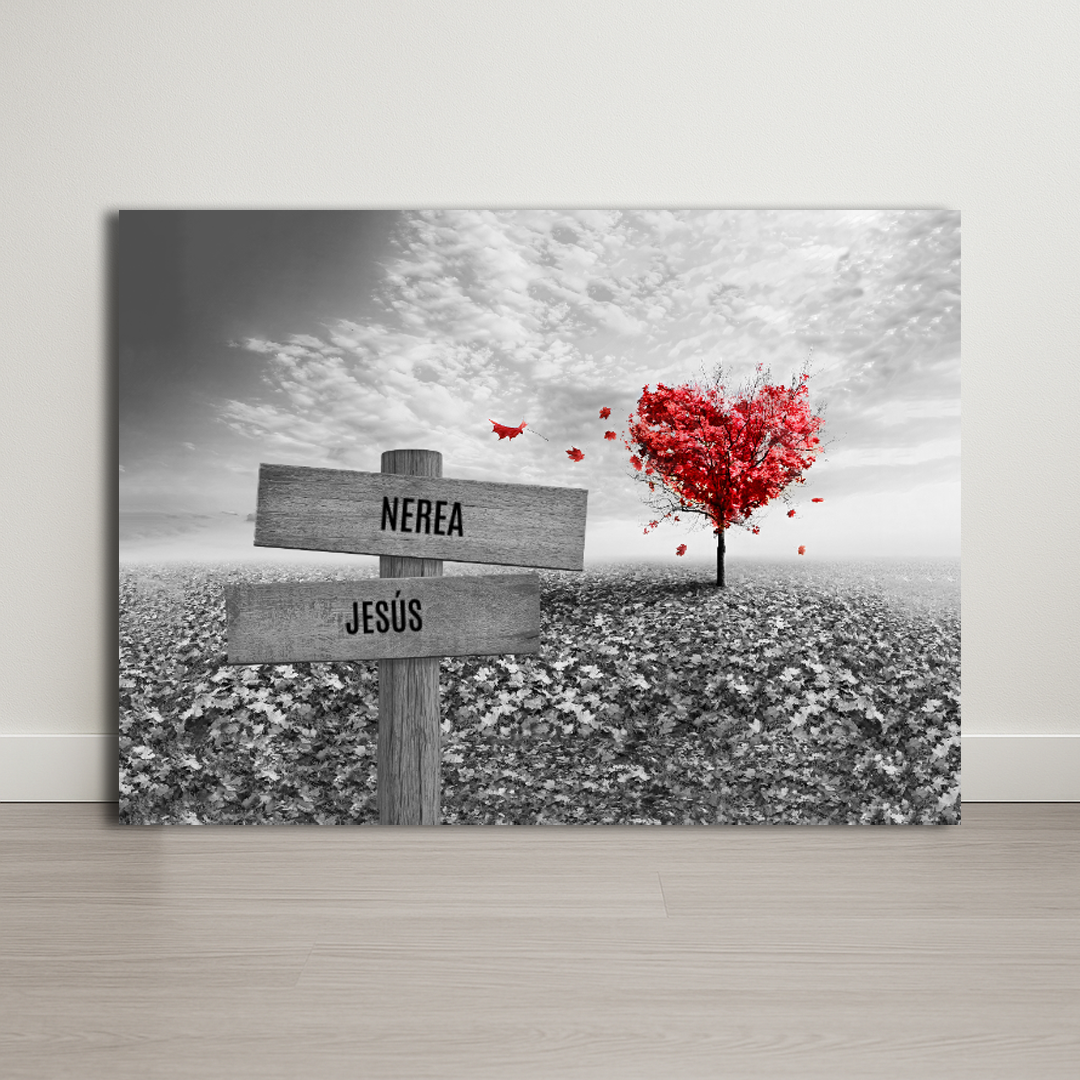 Lienzo Árbol Corazón con Nombres Personalizados