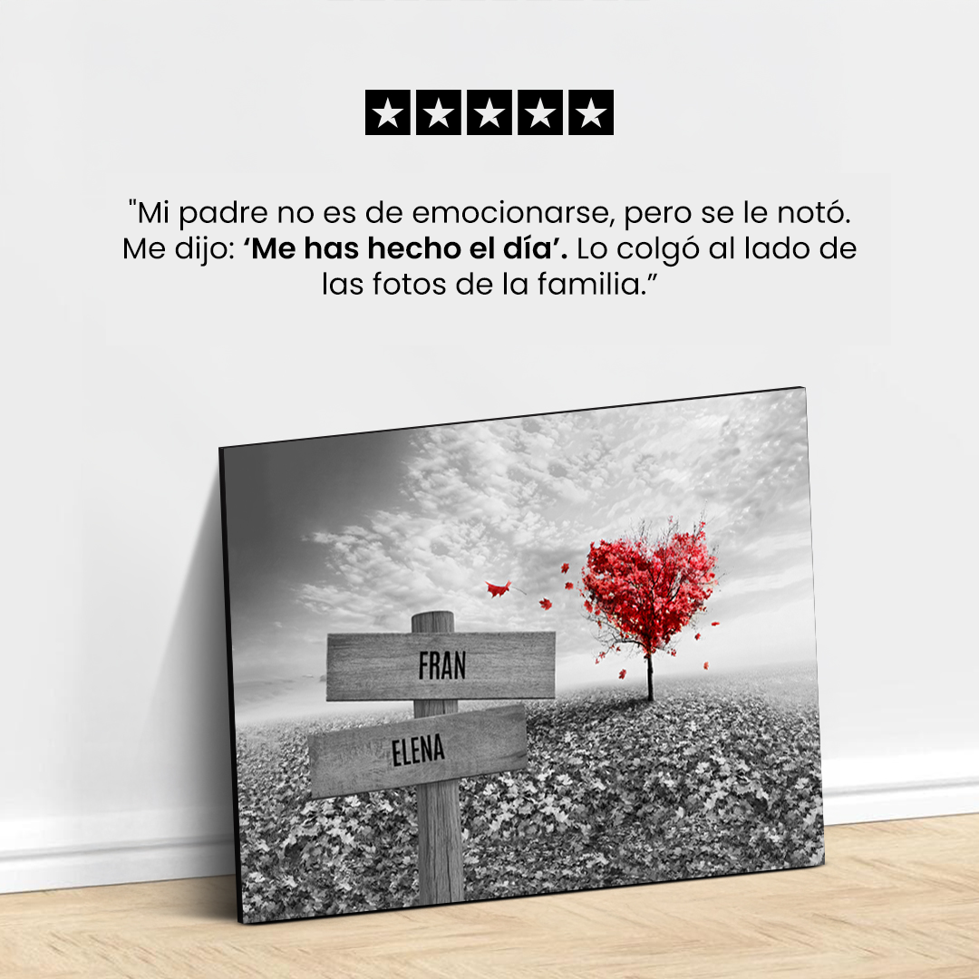 Lienzo Árbol Corazón con Nombres Personalizados