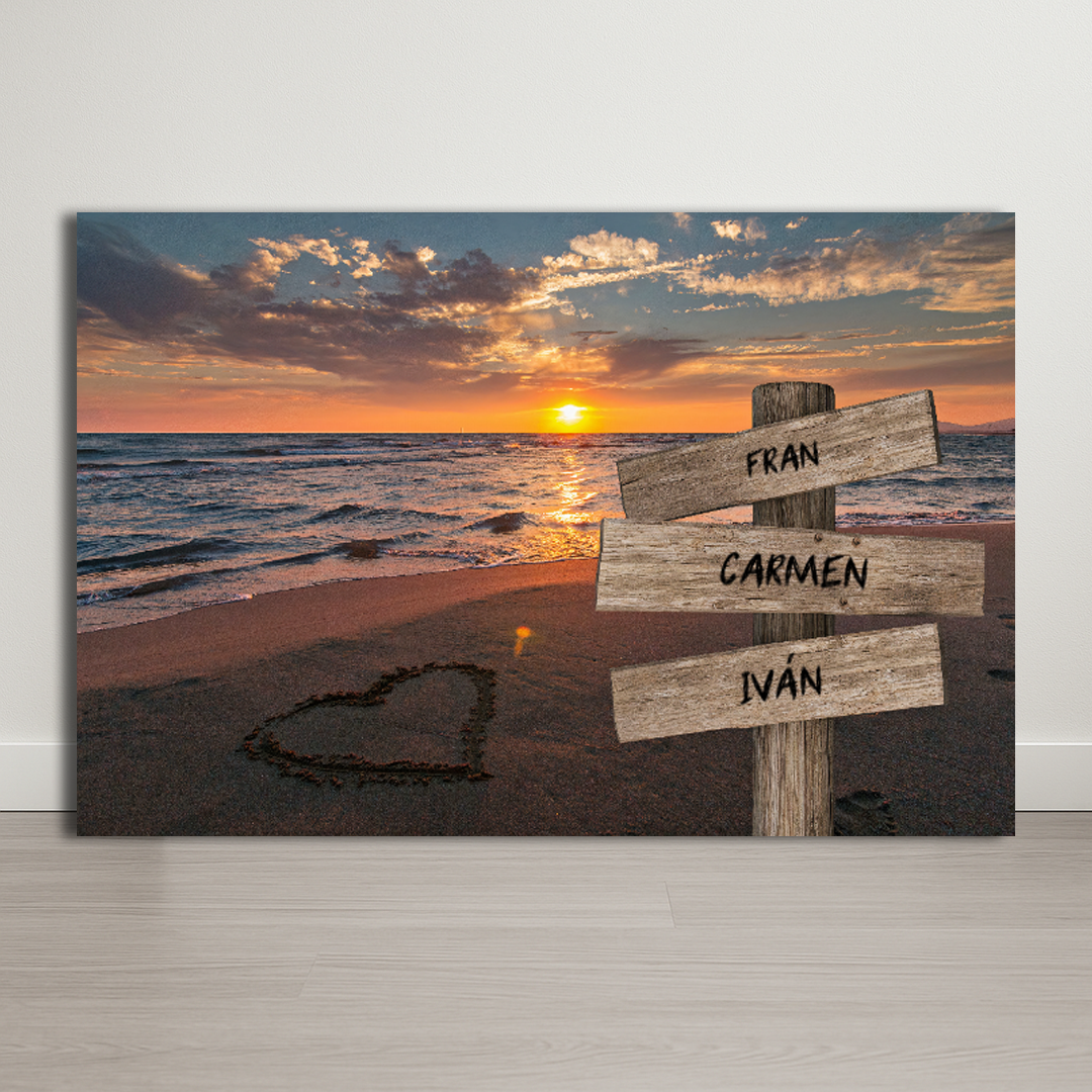 Lienzo personalizado Corazon en la Playa