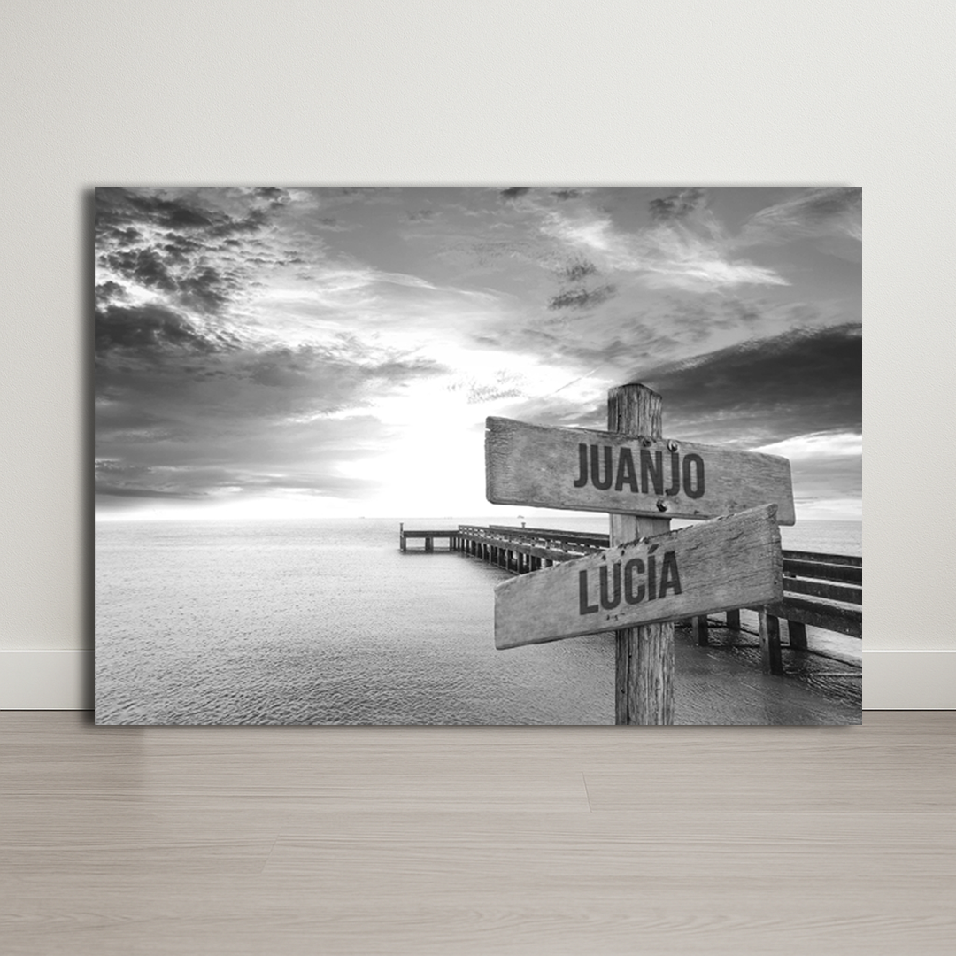 Lienzo Muelle de Madera con Nombres Personalizados