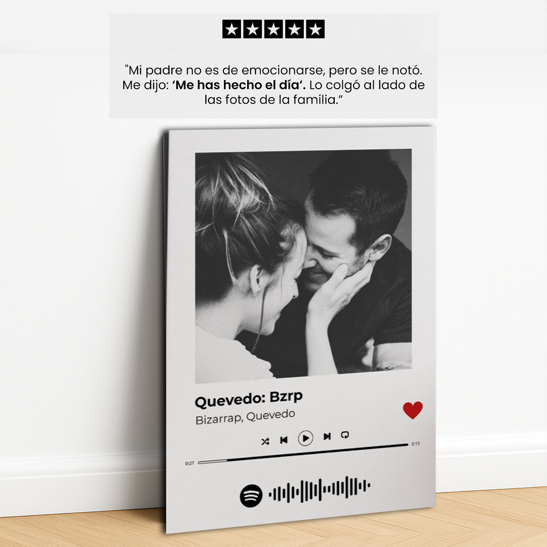 Lienzo con imagen y canción personalizada.